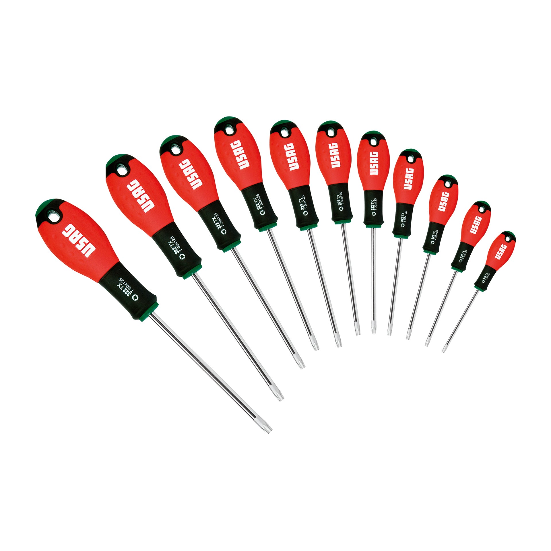 322 TX/S11 - Set of 11 screwdrivers with torx® imprint - Usag - U03220266 322 TX/S11 - Set of 11 screwdrivers with torx® imprint - Usag - U03220266